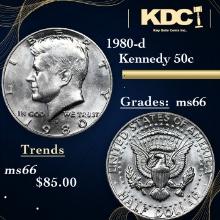 1980-d Kennedy Half Dollar 50c Grades GEM+ Unc