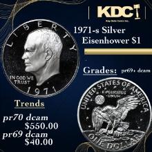 Proof 1971-s Silver Eisenhower Dollar $1 Graded pr69+ dcam By SEGS