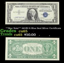 **Star Note** 1957B $1 Blue Seal Silver Certificate Grades Gem CU