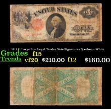 1917 $1 Large Size Legal Tender Note Grades f+ Signatures Speelman/White