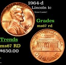 ***Auction Highlight*** 1964-d Lincoln Cent 1c Graded GEM++ Unc RD By USCG (fc)