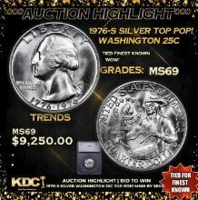 ***Auction Highlight*** 1976-s Silver Washington Quarter TOP POP! 25c Graded ms69 BY SEGS (fc)