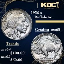 1936-s Buffalo Nickel 5c Grades Select+ Unc