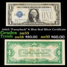 1928 "Funnyback" $1 Blue Seal Silver Certificate Grades Select AU