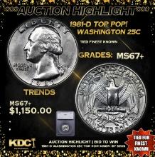 ***Auction Highlight*** 1981-d Washington Quarter TOP POP! 25c Graded ms67+ By SEGS (fc)