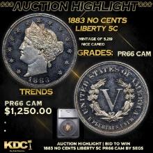 Proof ***Auction Highlight*** 1883 No Cents Liberty Nickel 5c Graded pr66 cam BY SEGS (fc)