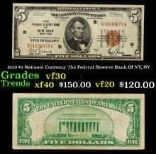 1929 $5 Green Seal Federal Reseve Note Grades vf++ York