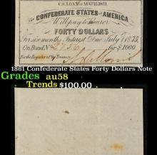 1861 Confederate States Forty Dollars Note Grades Choice AU/BU Slider