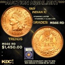 ***Auction Highlight*** 1901 Indian Cent 1c Graded GEM+ Unc RD By USCG (fc)