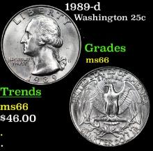 1989-d Washington Quarter 25c Grades GEM+ Unc