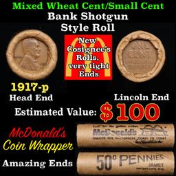 Lincoln Wheat Cent 1c Mixed Roll Orig Brandt McDonalds Wrapper, 1929-p end, Wheat other end