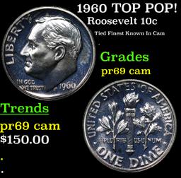 Proof 1960 Roosevelt Dime TOP POP! 10c Graded pr69 cam BY SEGS