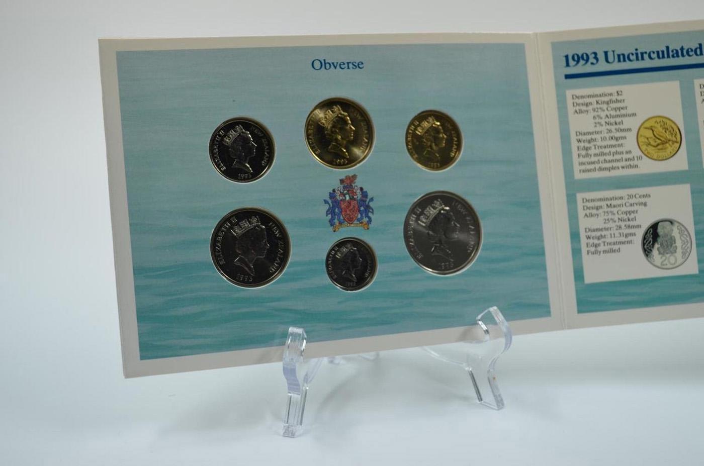1993 Reserve Bank of New Zealand Uncirculated Coin Set, 6 Coins in Original Packaging