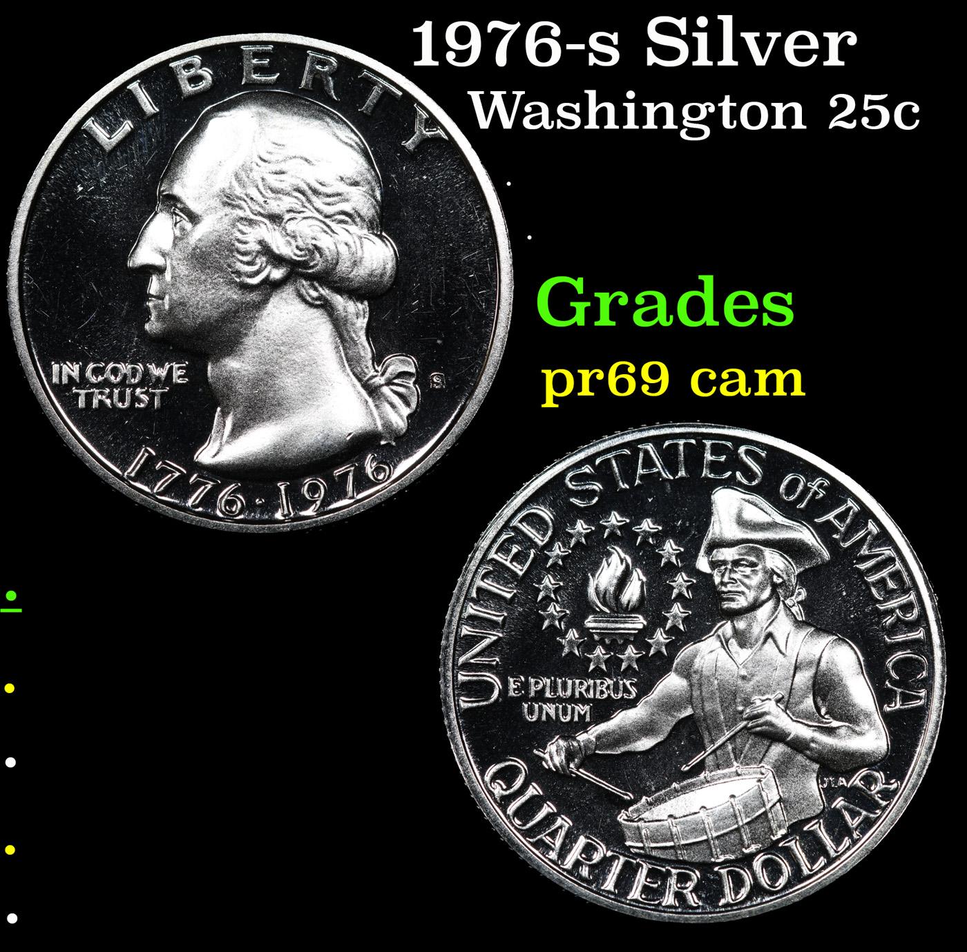 Proof 1976-s Silver Washington Quarter 25c Grades GEM++ Proof Cameo