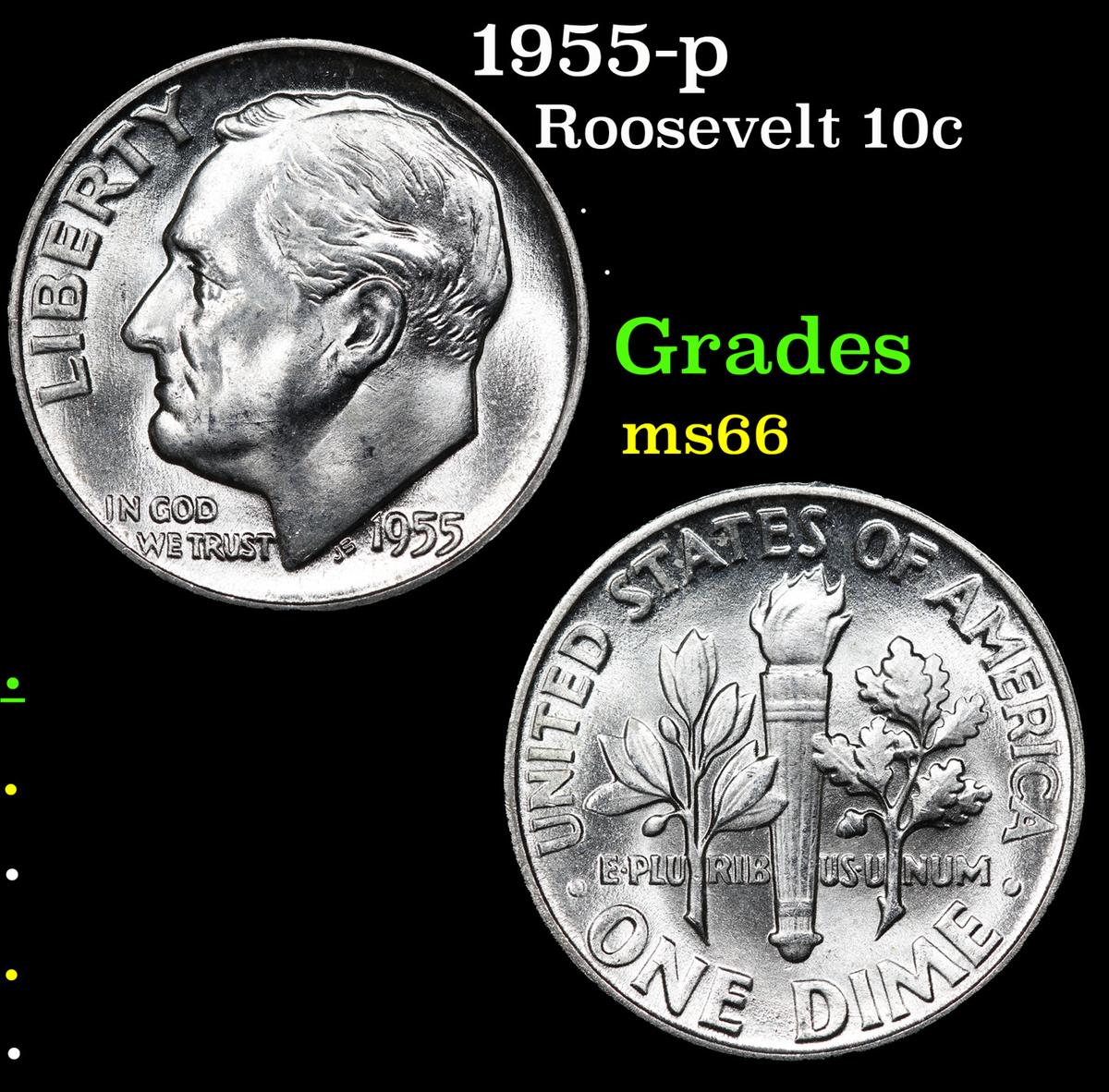 1955-p Roosevelt Dime 10c Grades GEM+ Unc