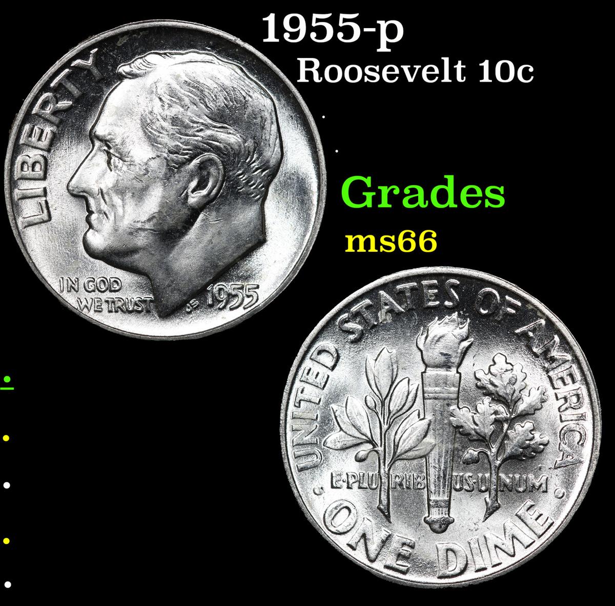 1955-p Roosevelt Dime 10c Grades GEM+ Unc