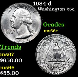 1984-d Washington Quarter 25c Graded ms66+ BY SEGS