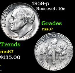 1959-p Roosevelt Dime 10c Grades GEM++ Unc