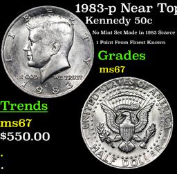 1983-p Kennedy Half Dollar Near Top Pop! 50c Graded ms67 BY SEGS