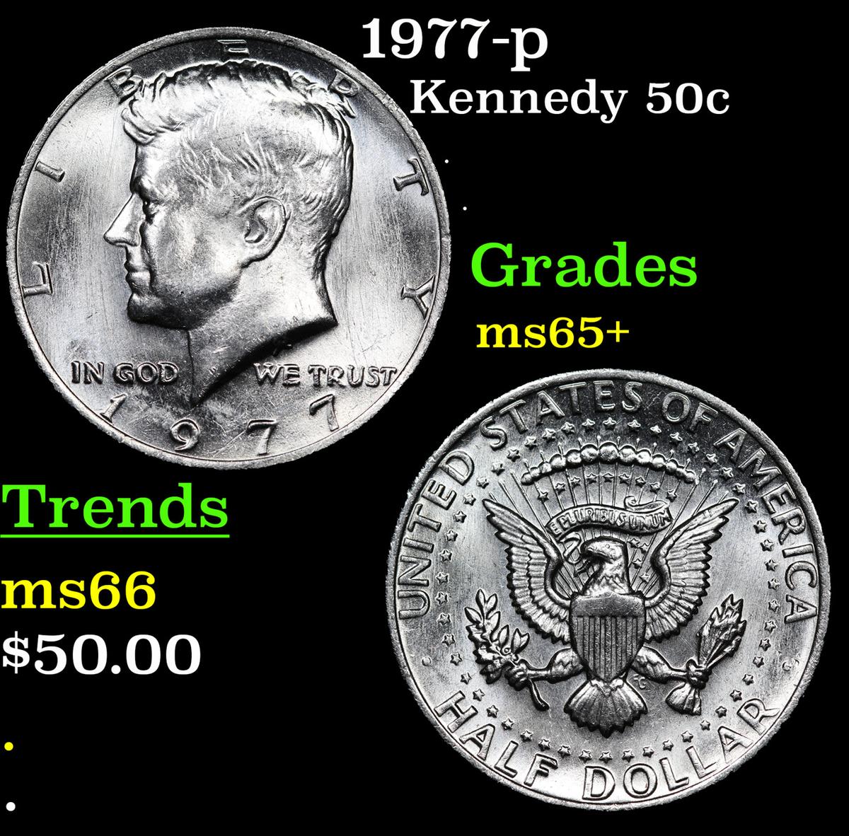 1977-p Kennedy Half Dollar 50c Grades GEM+ Unc