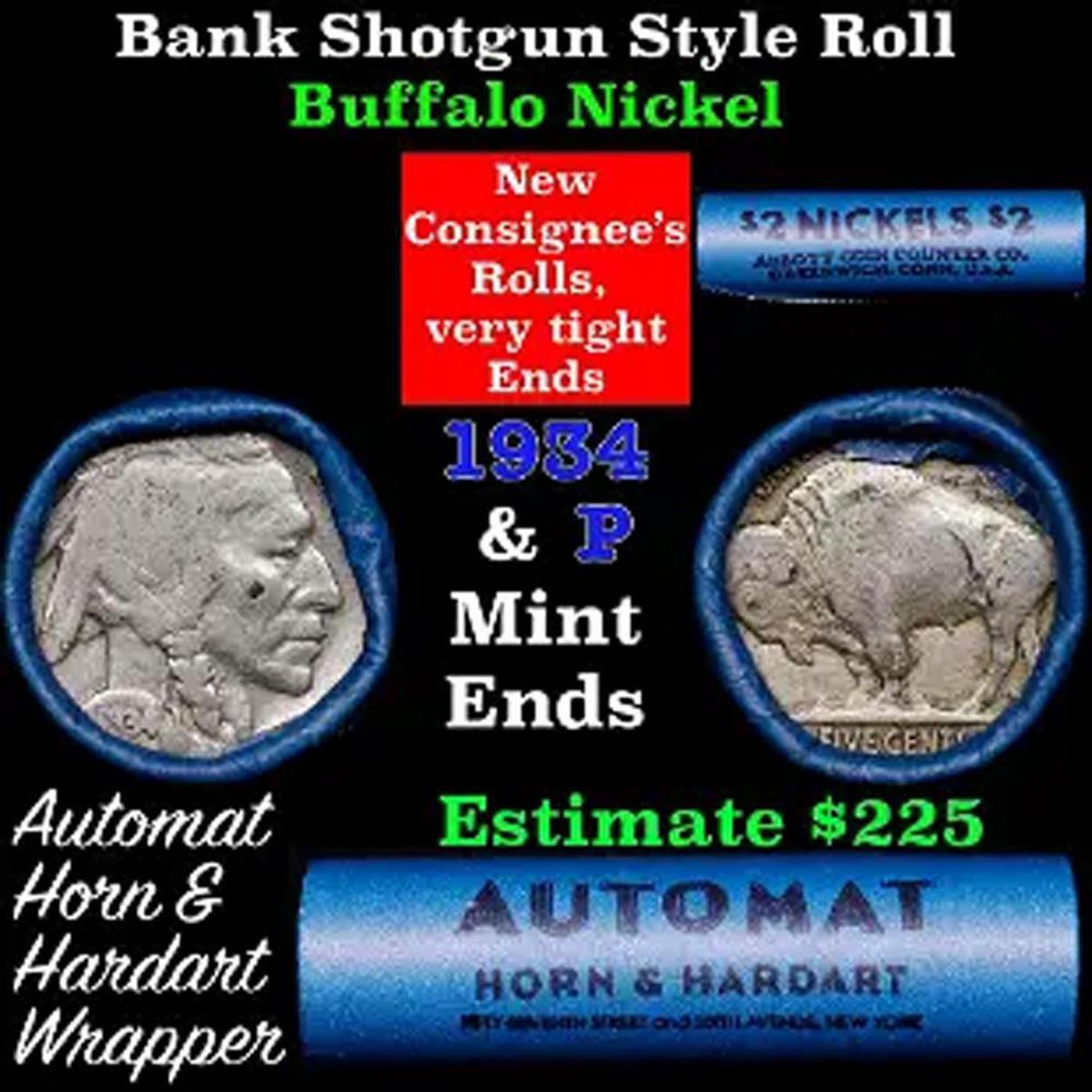 Buffalo Nickel Shotgun Roll in Old Bank Style 'Automat' Wrapper 1935 & p Mint Ends