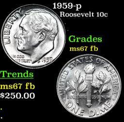 1959-p Roosevelt Dime 10c Grades Gem++ Full Bands