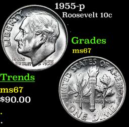 1955-p Roosevelt Dime 10c Grades GEM++ Unc