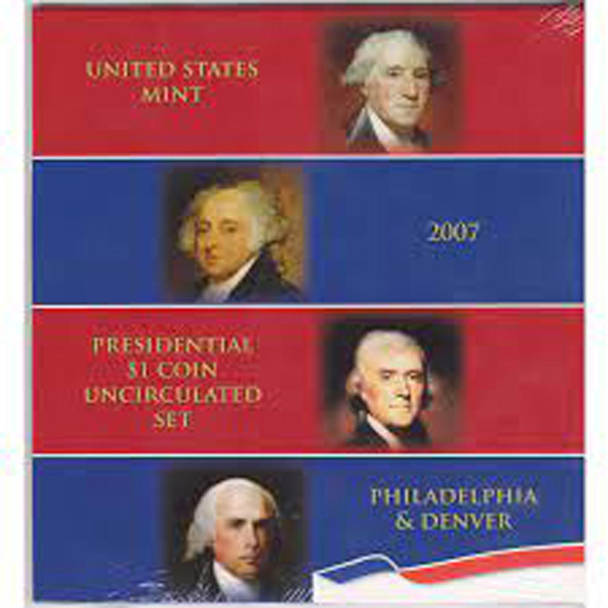 2008 U.S. Mint Annual Uncirculated Presidential Dollar Coin Set 8 coins