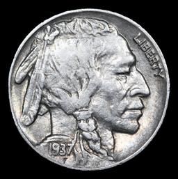1937-p Buffalo Nickel 5c Grades Choice AU