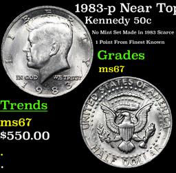 1983-p Kennedy Half Dollar Near Top Pop! 50c Graded ms67 BY SEGS