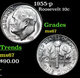 1955-p Roosevelt Dime 10c Grades GEM++ Unc