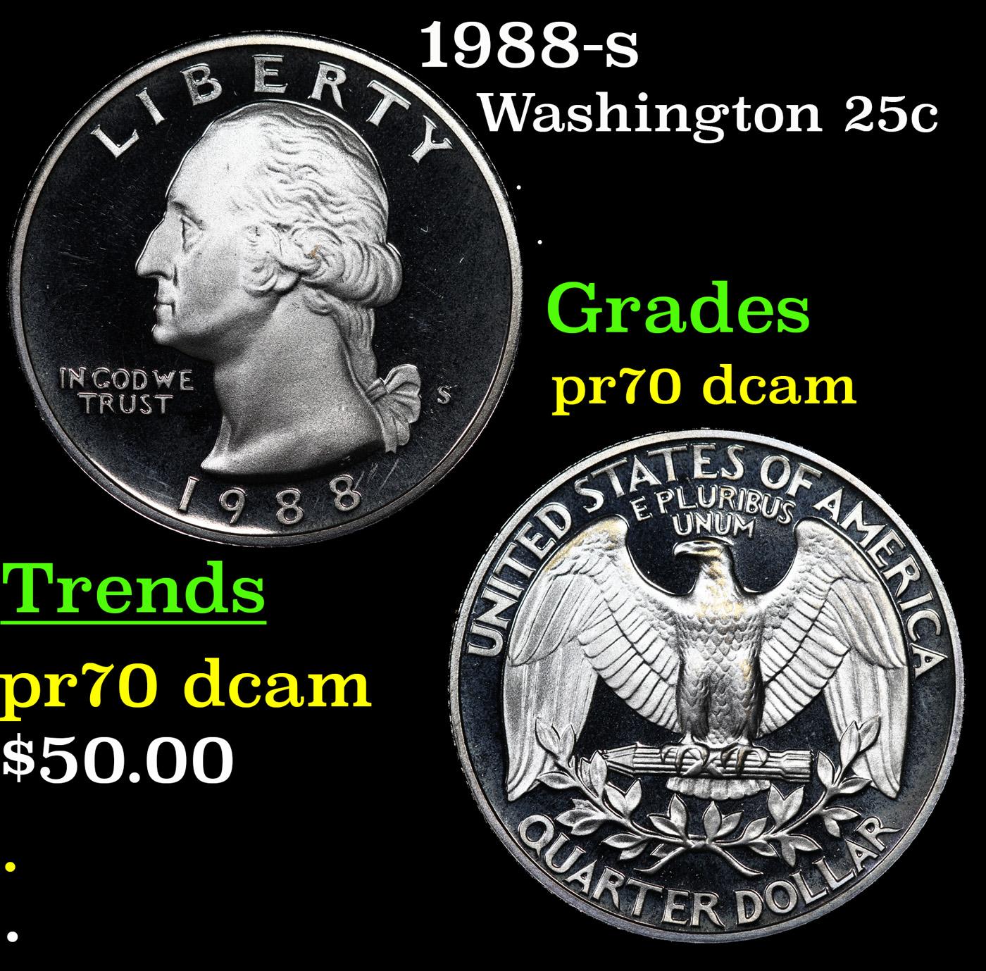 Proof 1988-s Washington Quarter 25c Grades GEM++ Proof Deep Cameo