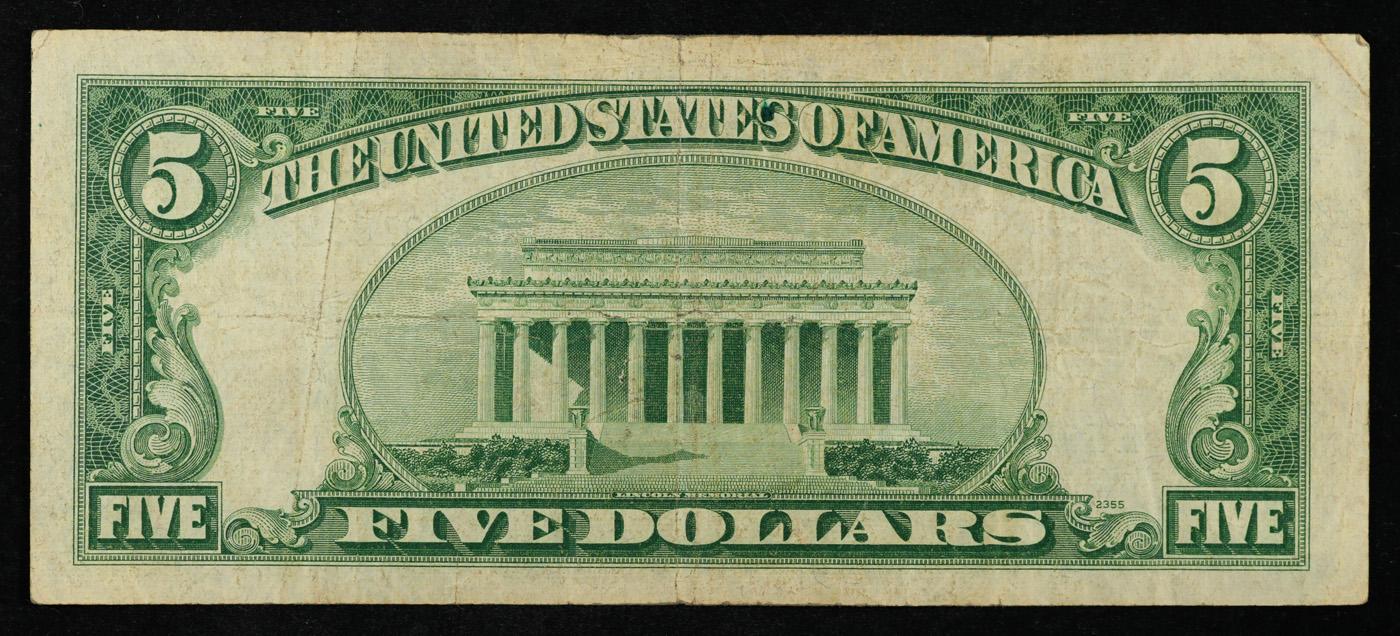 1953A $5 Blue Seal Silver Certificate Grades vf++