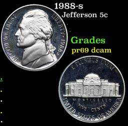 Proof 1988-s Jefferson Nickel 5c Grades GEM++ Proof Deep Cameo