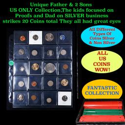 Unique Father & 2 Sons US ONLY Collection,The kids focused on Proofs and Dad on SILVER business stri