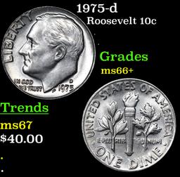 1975-d Roosevelt Dime 10c Grades GEM++ Unc