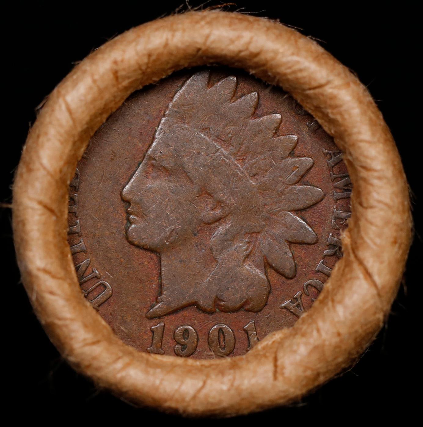 Lincoln Wheat Cent 1c Mixed Roll Orig Brandt McDonalds Wrapper, 1919-d end, 1901 Indian other end