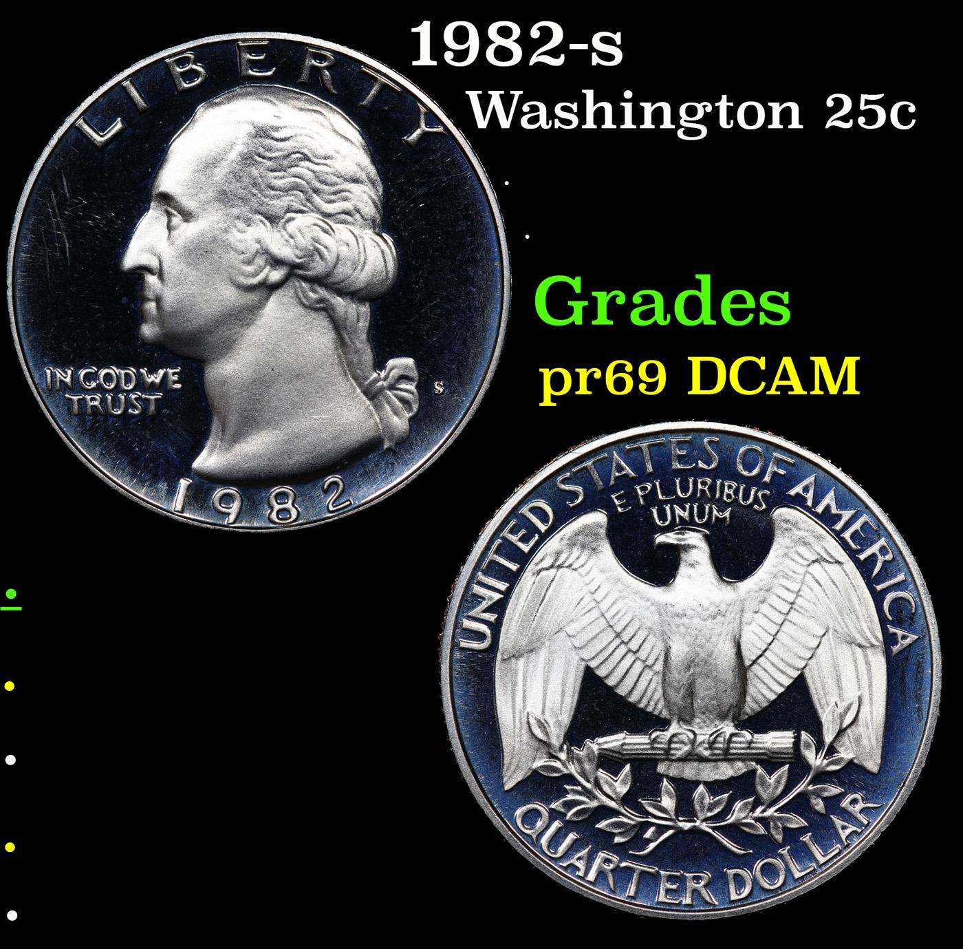 Proof 1982-s Washington Quarter 25c Grades GEM++ Proof Deep Cameo