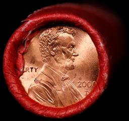 1-10 FREE BU RED Penny rolls with win of this 2000-d SOLID RED BU Lincoln 1c roll incredibly FUN whe