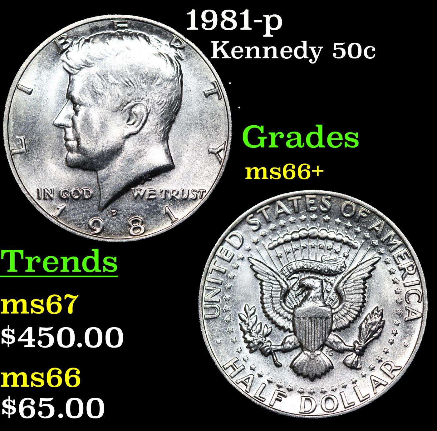 1981-p Kennedy Half Dollar 50c Grades GEM++ Unc