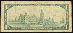 1967 Centennial Issue Canada $1 Banknote P# 84b Grades vf+