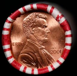 1-10 FREE BU RED Penny rolls with win of this 2001-p SOLID RED BU Lincoln 1c roll incredibly FUN whe