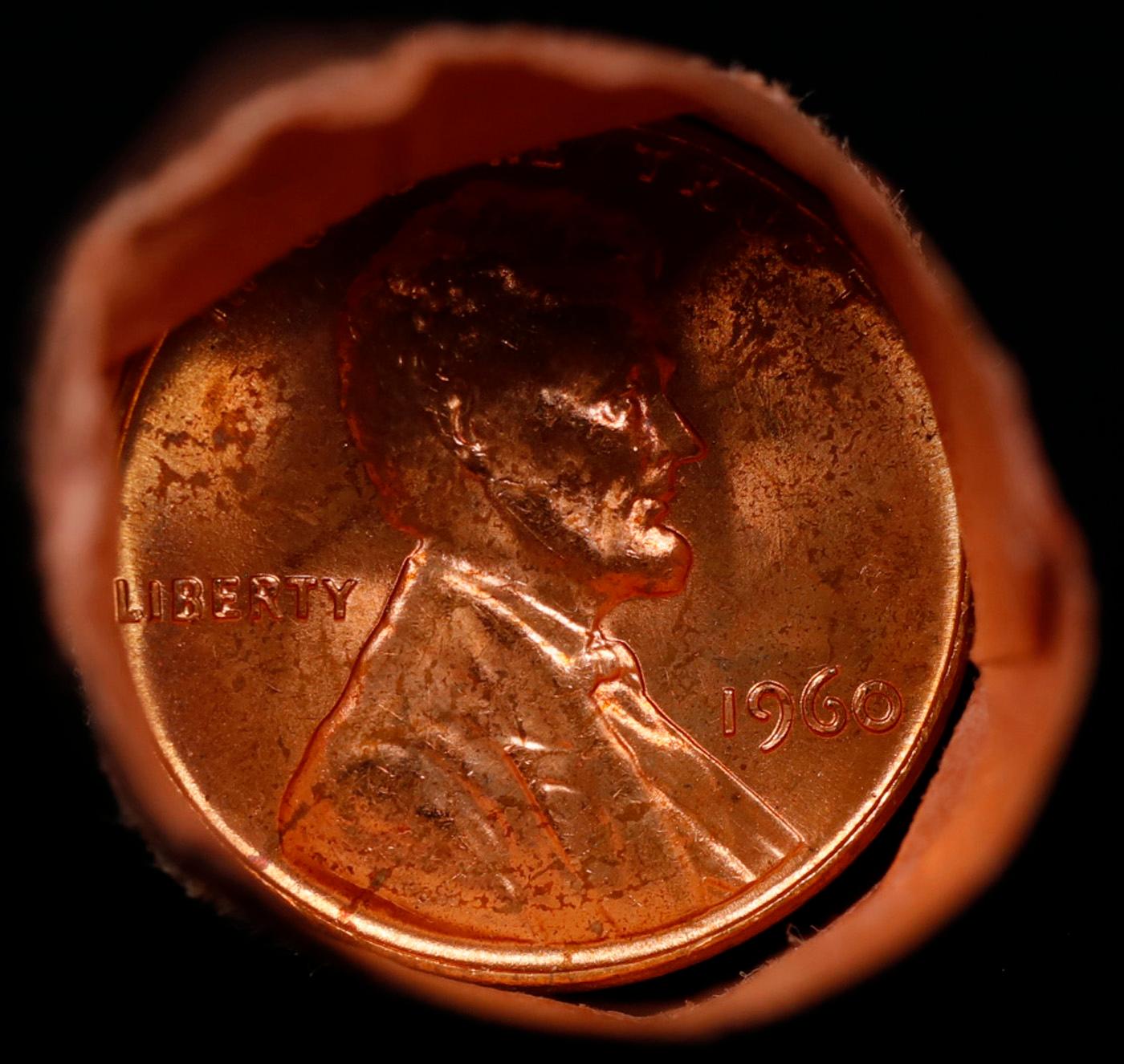 1-10 FREE BU RED Penny rolls with win of this 1960-p SOLID RED BU Lincoln 1c roll incredibly FUN whe