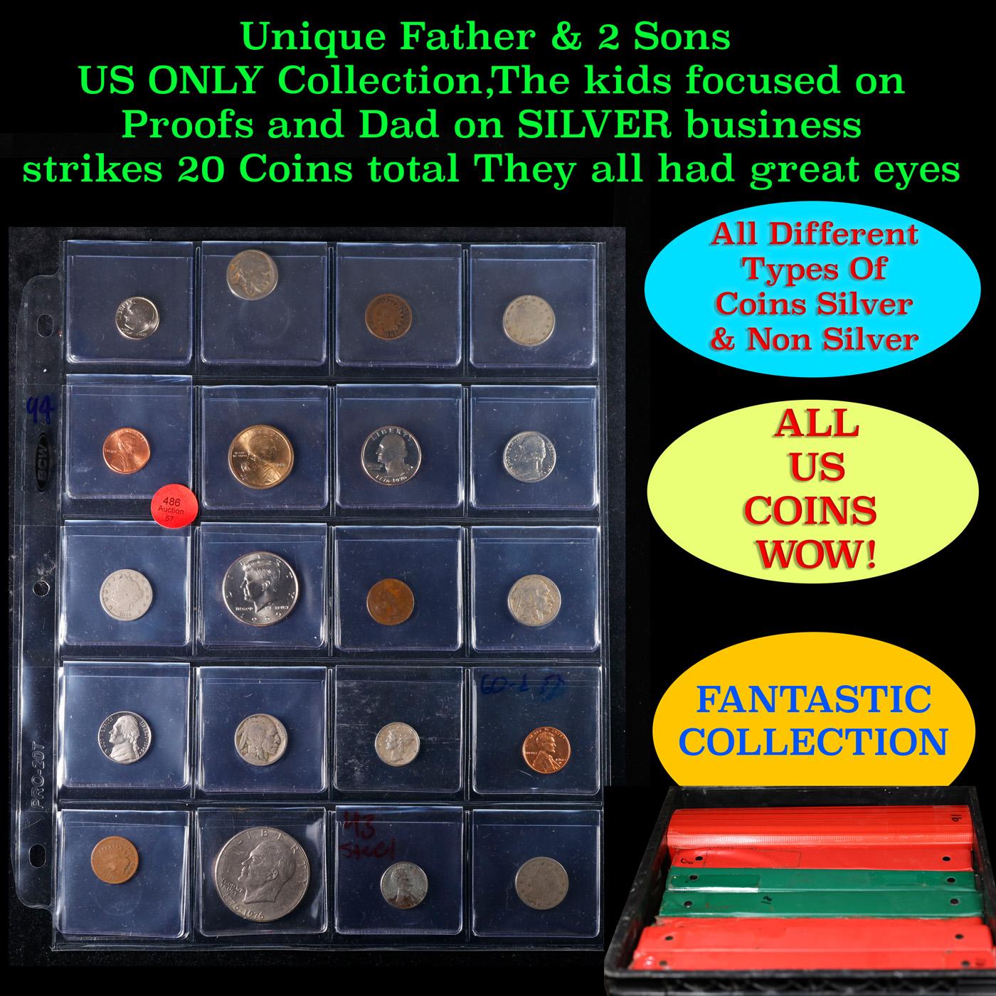 Unique Father & 2 Sons US ONLY Collection,The kids focused on Proofs and Dad on SILVER business stri