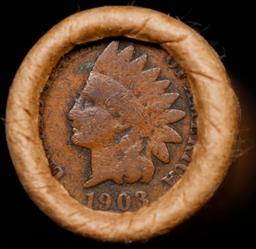 Lincoln Wheat Cent 1c Mixed Roll Orig Brandt McDonalds Wrapper, 1920-d end, 1903 Indian other end