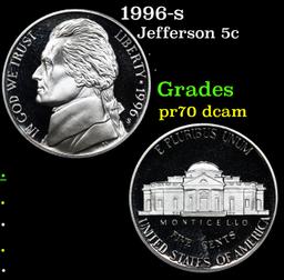 Proof 1996-s Jefferson Nickel 5c Grades GEM++ Proof Deep Cameo