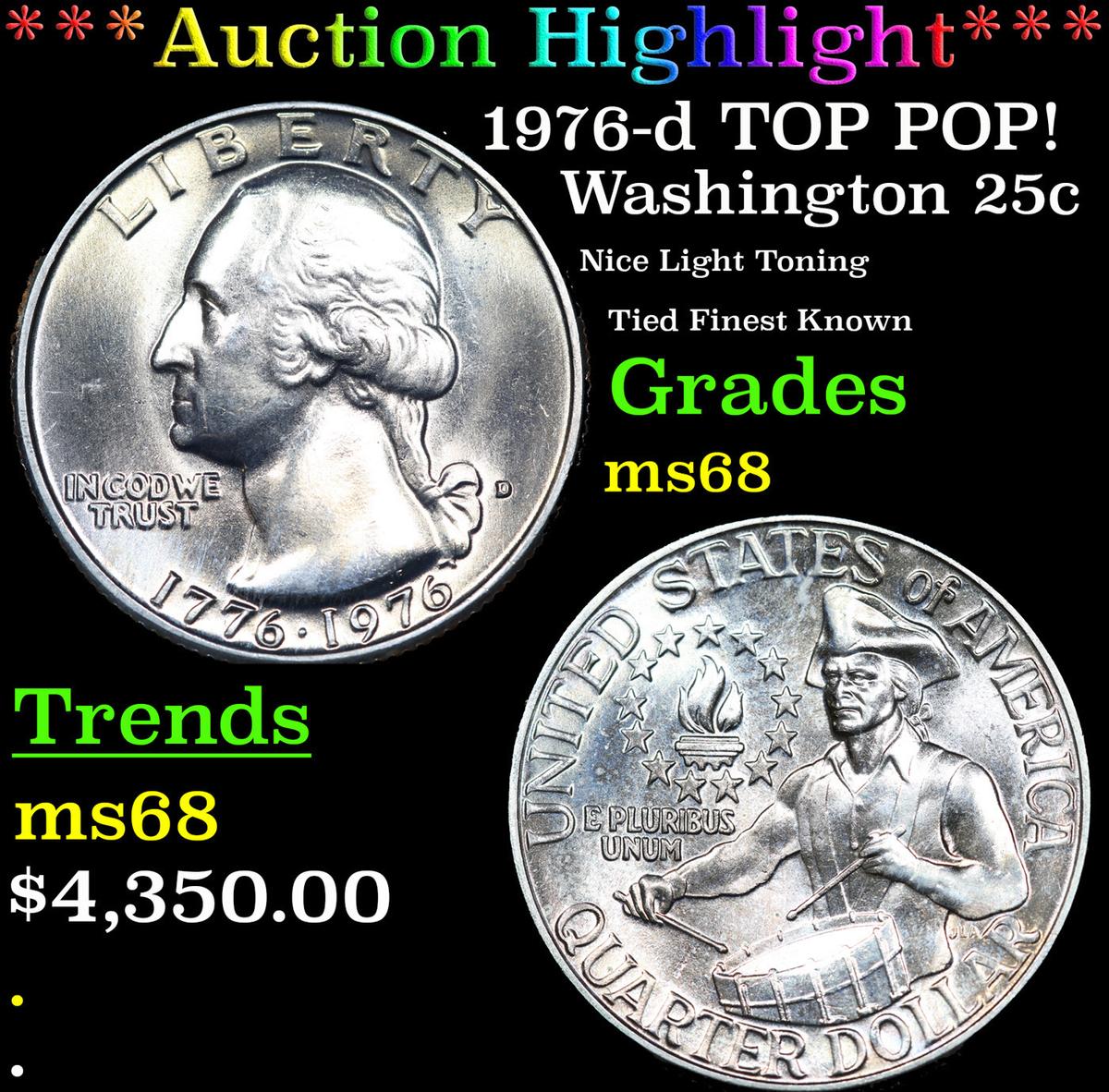 ***Auction Highlight*** 1976-d Washington Quarter TOP POP! 25c Graded ms68 BY SEGS (fc)