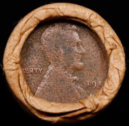 Lincoln Wheat Cent 1c Mixed Roll Orig Brandt McDonalds Wrapper, 1918-d end, 1905 Indian other end
