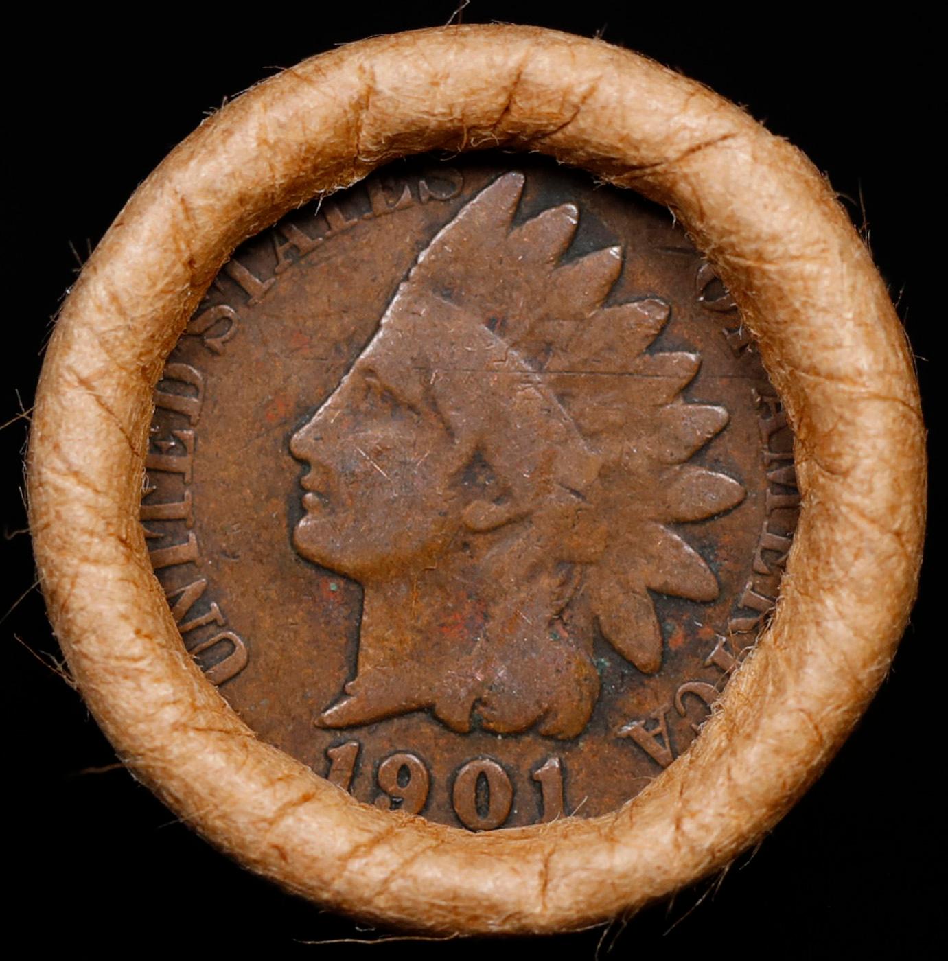 Lincoln Wheat Cent 1c Mixed Roll Orig Brandt McDonalds Wrapper, 1919-d end, 1901 Indian other end