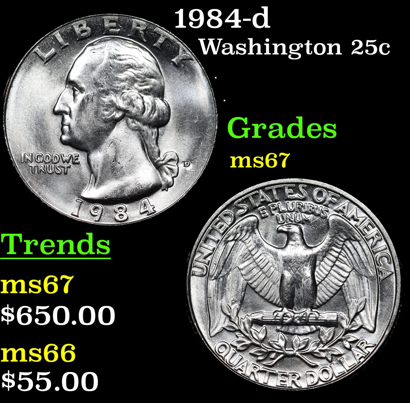 1984-d Washington Quarter 25c Grades GEM++ Unc